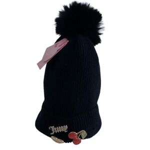 JUICY COUTURE Fur Lined Stretchy Beanie Cap Hat